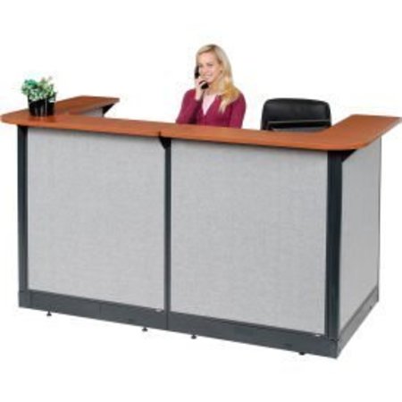 GLOBAL EQUIPMENT Interion    U-Shaped Reception Station w/Raceway 88"W x 44"D x 46"H Cherry Counter Gray Panel 249008NCG